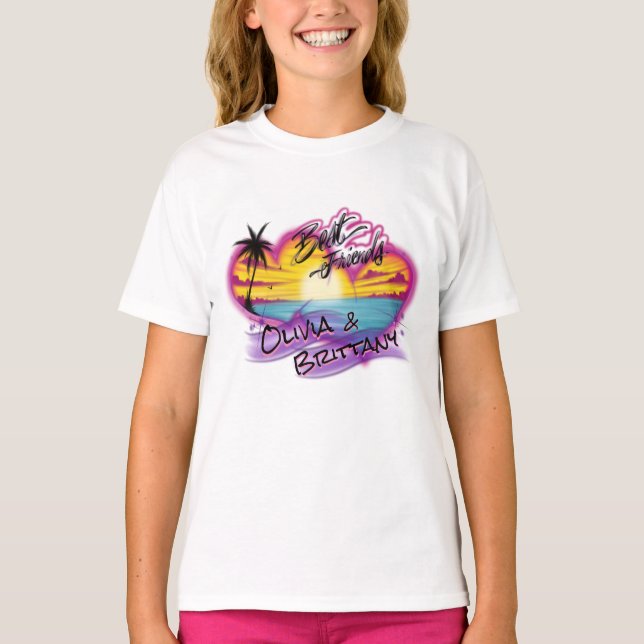 Airbrush best friends customisable design  T-Shirt (Front)