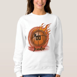 Airbrush Flaming basketball personalised T-Shirt Sweatshirt