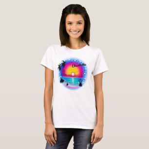 Airbrush personalised beach scene 4 T-Shirt