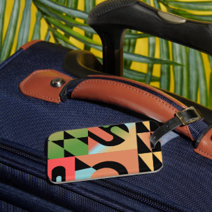 Airbrush Style Abstract Geometric Shapes Colourful Luggage Tag