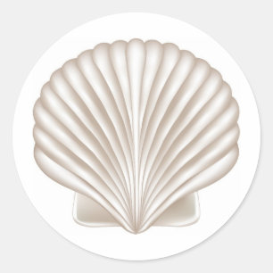 Airbrush Style Seashell Beach Wedding Theme Classic Round Sticker