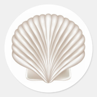 Airbrush Style Seashell Beach Wedding Theme Classic Round Sticker