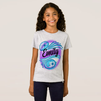 Airbrushed Custom Name Light Purple and Blue Girls T-Shirt