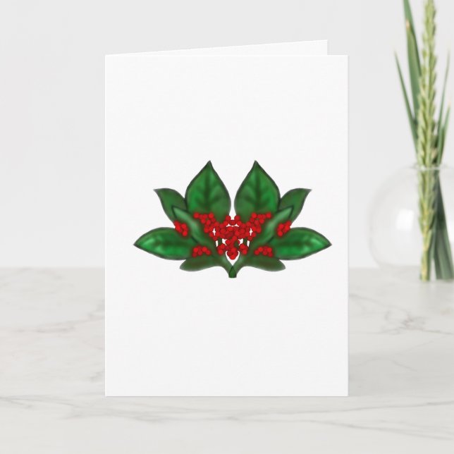 Airbrushed Holly Sprigs Christmas Card (Front)
