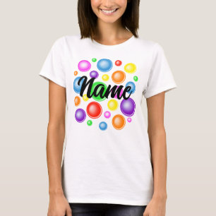 Airbrushed Personalised name with rainbow bubbles T-Shirt