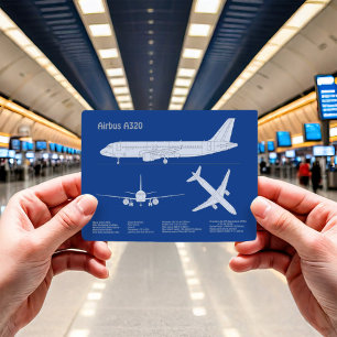 Airbus A320 - Aeroplane Blueprint Drawing Plans AB Postcard