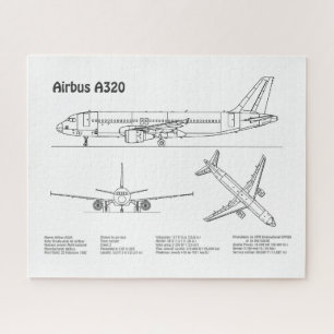 Airbus A320 - Aeroplane Blueprint Drawing Plans BD Jigsaw Puzzle