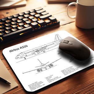 Airbus A320 - Aeroplane Blueprint Drawing Plans BD Mouse Mat