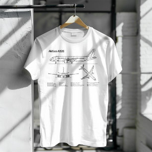 Airbus A320 - Aeroplane Blueprint Drawing Plans BD T-Shirt