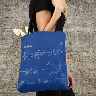 Airbus A320 - Aeroplane Blueprint Drawing Plans BD Tote Bag