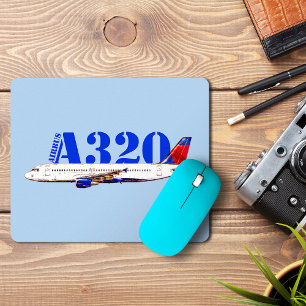 Airbus a320 Aeroplane Watercolor drawing Mouse Mat