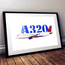 Airbus a320 Aeroplane Watercolor drawing