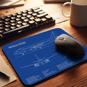 Airbus A320 - Airplane Blueprint Drawing Plans AD Mouse Mat