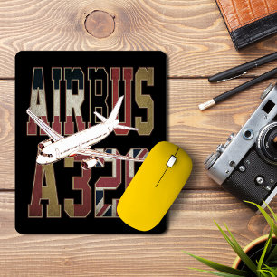 Airbus a320 Jetliner. Vintage European Flags Mouse Mat