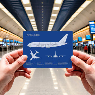 Airbus a380 - Aeroplane Blueprint Drawing Plans AB Postcard