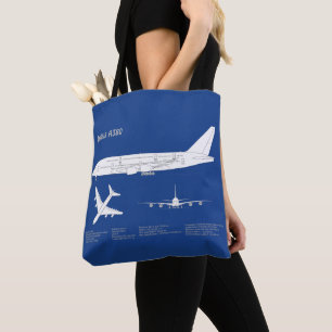 Airbus a380 - Aeroplane Blueprint Drawing Plans AB Tote Bag
