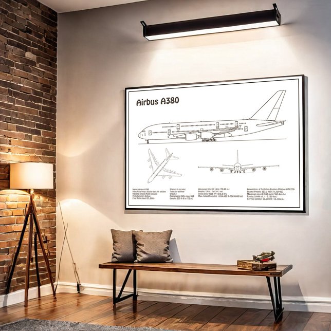 Airbus a380 - Aeroplane Blueprint Drawing Plans BD Poster (Creator Uploaded)