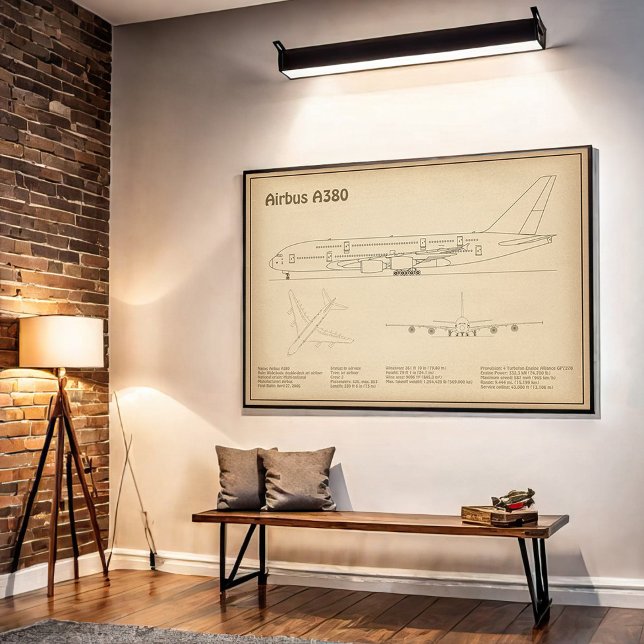 Airbus a380 - Aeroplane Blueprint Drawing Plans SD Poster (Creator Uploaded)