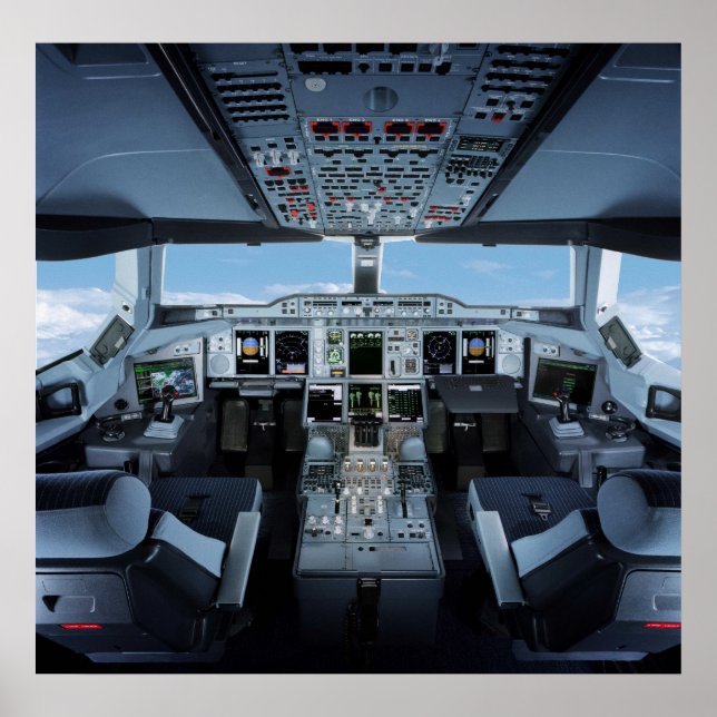 Airbus A380 - Cockpit HD Poster (Front)