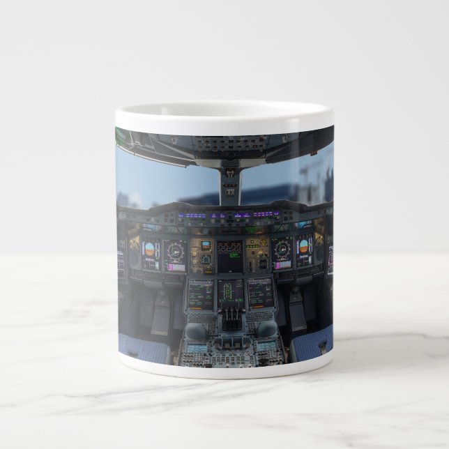 Airbus A380 Cockpit Large Coffee Mug (Front)