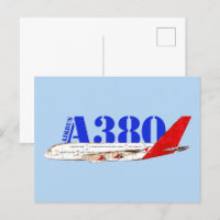 Airbus A380 Illustration with Bold Red Tail Design