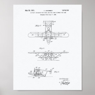 Aircraft 1931 Patent Art White Paper Poster