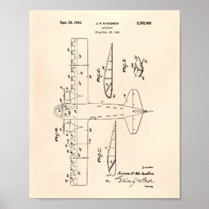 Aircraft 1944 Patent Art Old Peper Poster