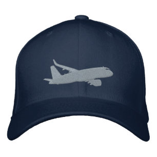 Aircraft Airliner Jet Silhouette Flying Embroidery Embroidered Hat