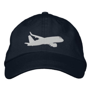 Aircraft Airliner Jet Silhouette Flying Embroidery Embroidered Hat