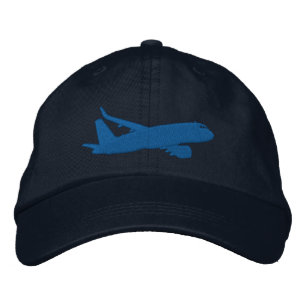 Aircraft Airliner Jet Silhouette Flying Embroidery Embroidered Hat