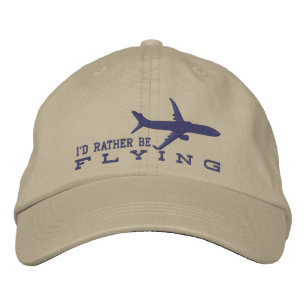 Aircraft Airliner Jet Silhouette Rather Be Flying Embroidered Hat