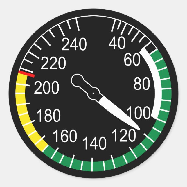 Aircraft Airspeed Indicator Classic Round Sticker (Front)