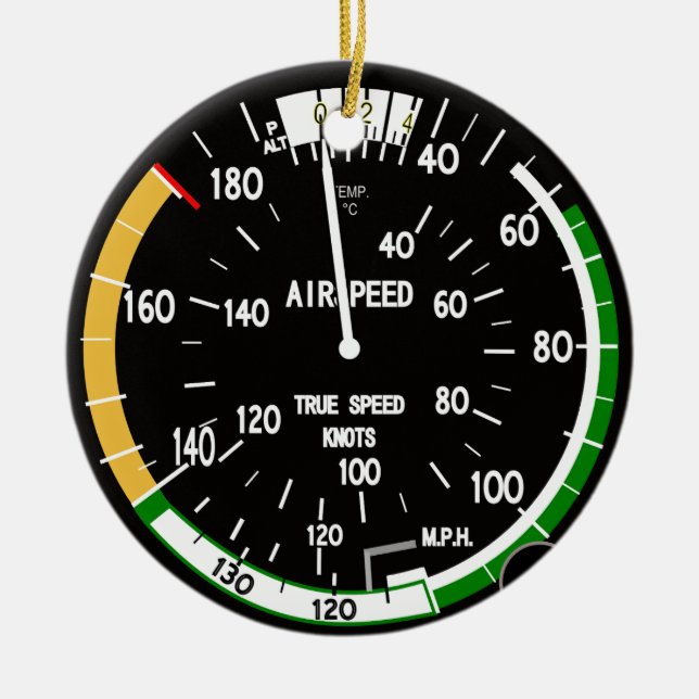 Aircraft Airspeed Indicator Flight Instrument Ceramic Tree Decoration (Front)