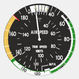 Aircraft Airspeed Indicator Flight Instrument Classic Round Sticker
