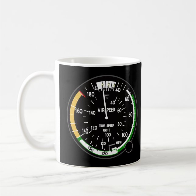Aircraft Airspeed Indicator Flight Instrument Coffee Mug (Left)