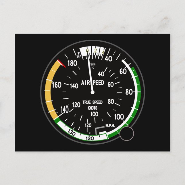 Aircraft Airspeed Indicator Flight Instrument Postcard (Front)