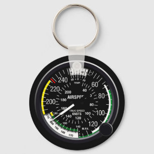 Aircraft Airspeed Indicator Gauge Key Ring