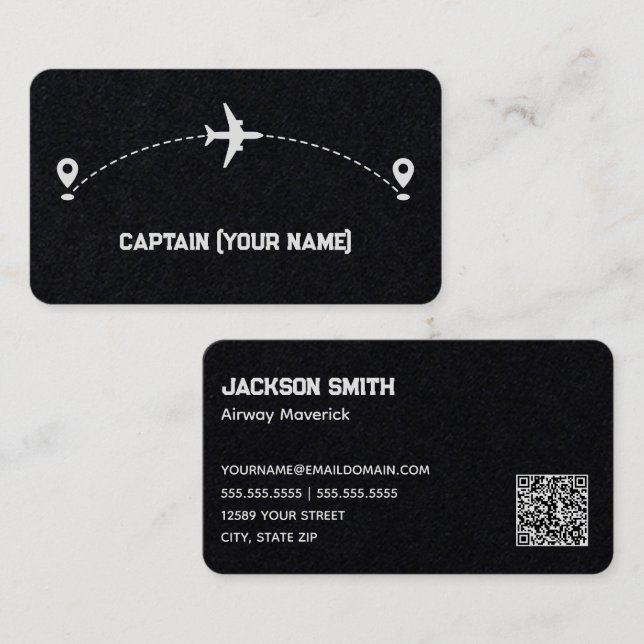 Aircraft Captain Custom QR Code Business Card (Front/Back)
