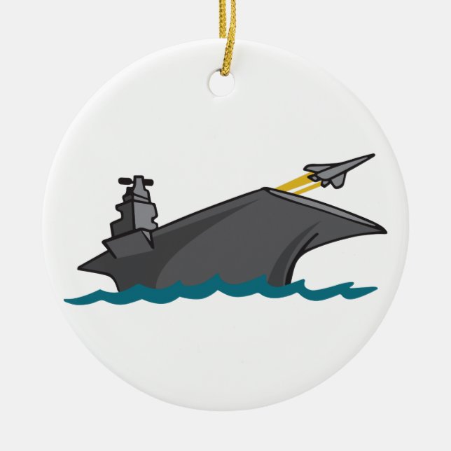 Aircraft Carrier Ceramic Tree Decoration (Front)
