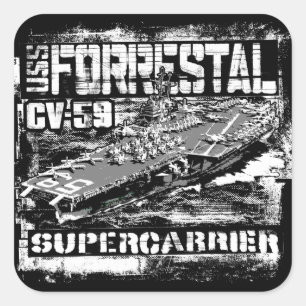 Aircraft carrier Forrestal Square Sticker Sticker