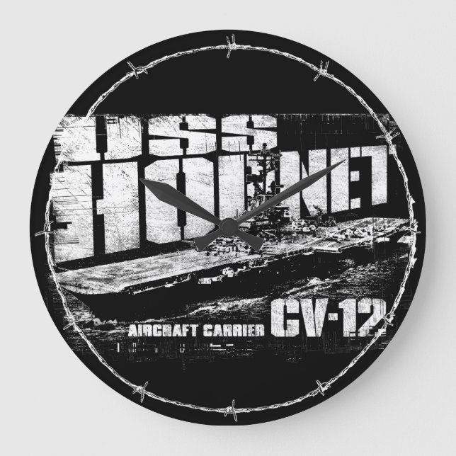 Aircraft carrier Hornet Acrylic Wall Clock (Front)