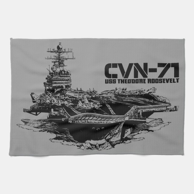 Aircraft carrier Theodore Roosevelt Dawsonsf kitc Tea Towel (Horizontal)