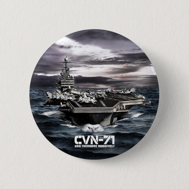 Aircraft carrier Theodore Roosevelt Pinback Button (Front)