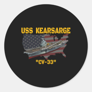 Aircraft Carrier Uss Kearsarge Cv-33 Veteran Day F Classic Round Sticker