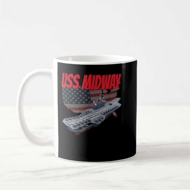 Aircraft Carrier USS Midway USA Flag Veteran Grand Coffee Mug (Left)