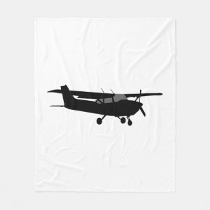 Aircraft Cessna Black Silhouette Flying Decor Fleece Blanket