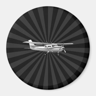 Aircraft Cessna Silhouette Flying Black Burst Magnet