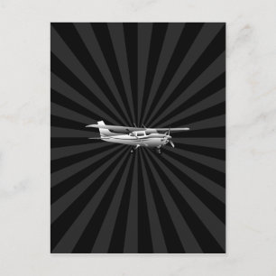 Aircraft Cessna Silhouette Flying Black Burst Postcard