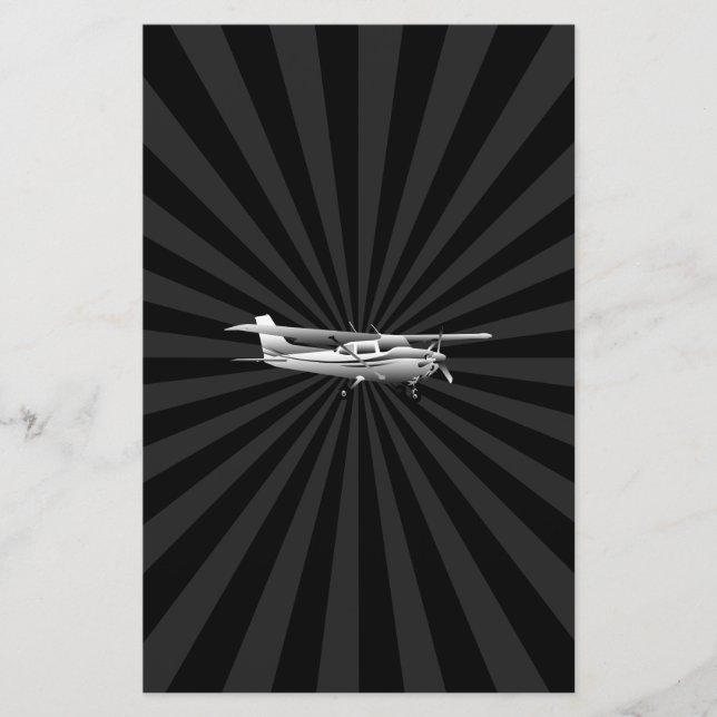 Aircraft Cessna Silhouette Flying Black Burst Stationery (Front)