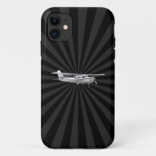 Aircraft Cessna Silhouette Flying Black Sunburst Case-Mate iPhone Case (Back)